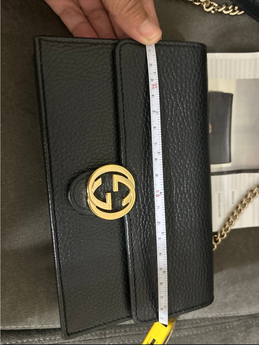 Gucci Black Leather Card Holder with Gold Double G - Picture 7 of 9